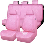 CAR PASS Waterproof Car Seat Covers Full Set,Neoprene Car Seat Covers 5 Seats,3D Tyre Embossed Pink Seat Covers All-Weather N