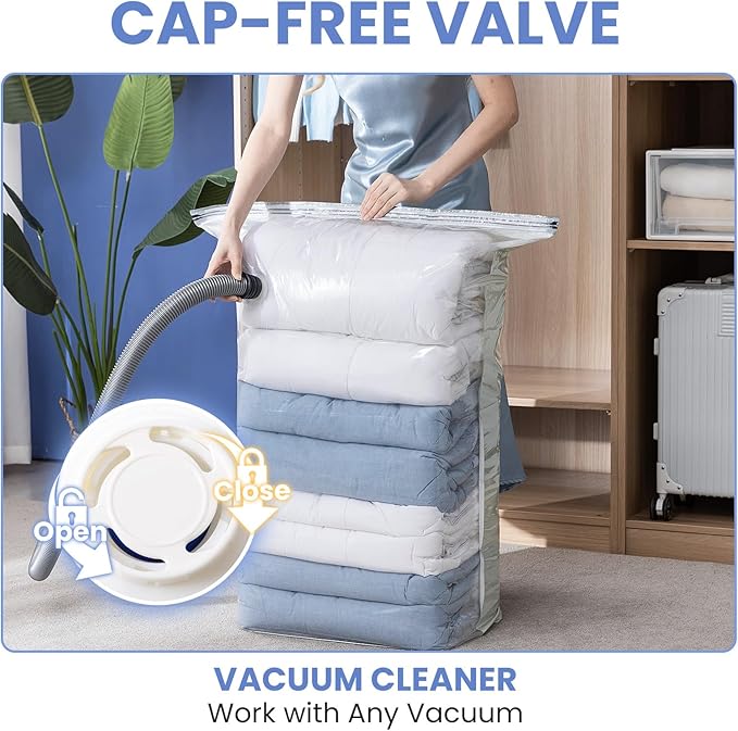8 Pack Vacuum Storage Bags, Jumbo Cube 31x40x15 Inch, Extra Large Vacuum Seal Bgas for Comforters, Blankets, Pillow, Quilts, 