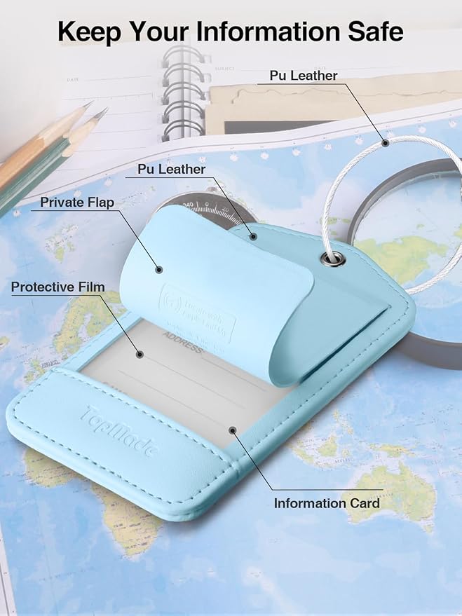 TopMade Smart Luggage Tag with Find My, Premium Leather Luggage Tags for Suitcase, Travel Bags, Backpacks, Anti-Lost Suitcase
