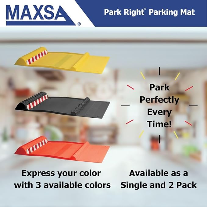 Maxsa 37356 Park Right 21" x 11" x 2" Parking Mat, Yellow