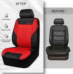 CAR PASS Car Seat Covers Full Sets, Front & Split Rear Bench for Car, 3D Tyre Embossed Automotive Interior Covers, Airbag Com