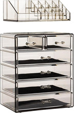 Sorbus Acrylic Makeup Organizer Set, 6-Drawer Vanity & Countertop Cosmetic Storage with Small & Wide Compartments, Black-Tint