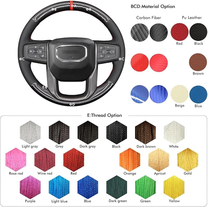 MEWANT Steering Wheel Cover for GMC Sierra Steering Wheel Cover for GMC Sierra 1500 / Sierra 1500 Limited/Sierra 2500 / Sierra 3500/ Yukon (XL) Hive Microfiber Leather