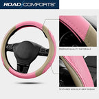 Road Comforts Car Steering Wheel Cover - Microfiber Leather Steering Wheel Wrap Sports 14.5-15 Inch Steering Wheel Cover Non-