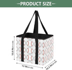 Baseball Reusable Grocery Bags Large Shopping Tote Bag with Reinforced Bottom Board, Water Resistant Foldable Storage Bags fo