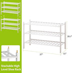 BMOSU 3-Tier Bamboo Shoe Rack Premium Stackable Shoe Shelf Storage Organizer for Hallway Closet Living Room Entryway Organize