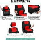 FH Group Flat Cloth Full Set Car Seat Covers Three Row 7 Seater - Universal Fit for Cars, Trucks & SUVs Red