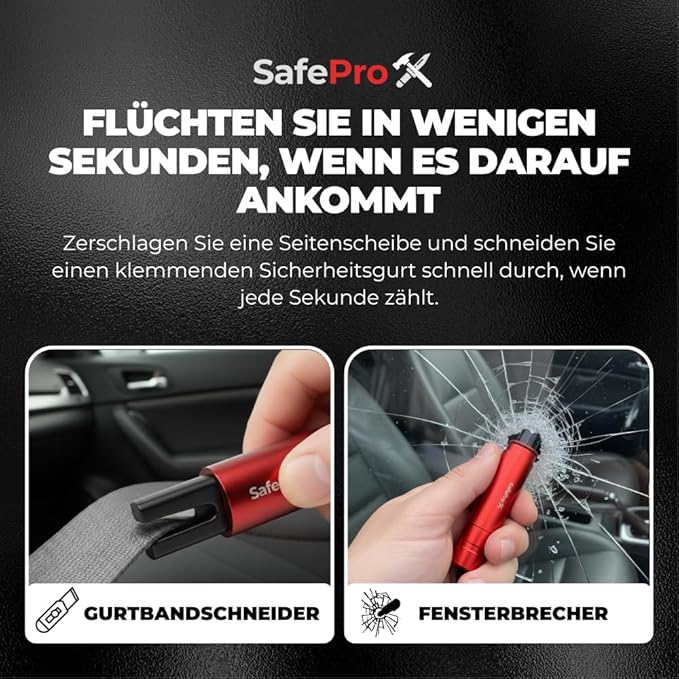 SafeProX 2 in 1 Emergency Escape Tool, Life Saving Car Window Breaker & Seatbelt Cutter - Car Window Hammer for Quick Acciden