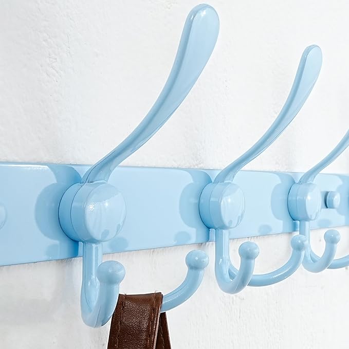 Dseap Coat Rack Wall Mount - 29.5” Long 8-Tri-Hooks Heavy Duty Coat Hanger Rail Wall Hooks for Hanging Coats Hats Clothing Cl