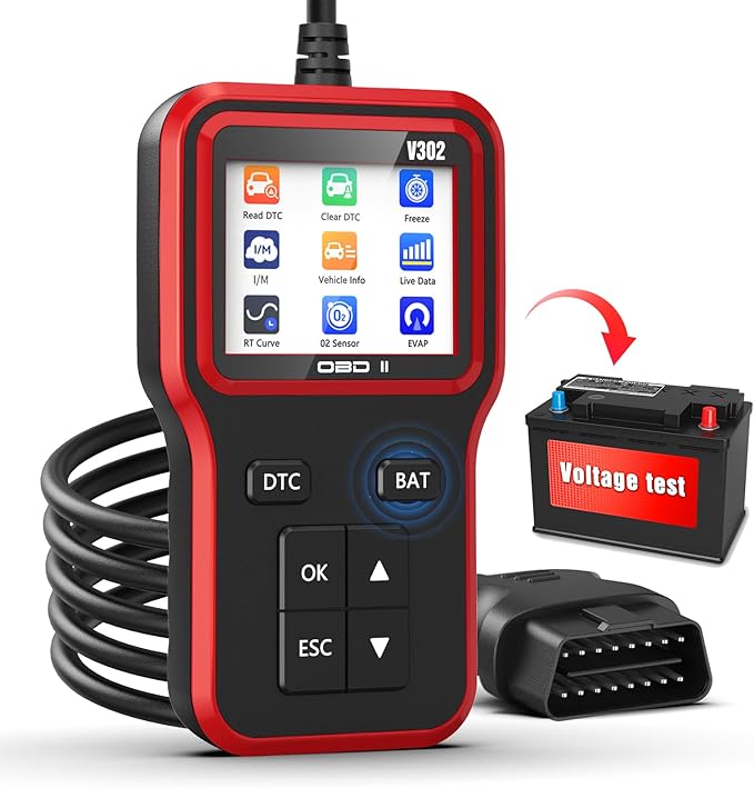 OBD2 Scanner with Upgrade Battery Tester - Diagnostic Tool for Cars that Check Engine Light & Emissions Readiness Read and