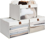 StorageWorks Closet Storage Bins, Large Storage Baskets with Clear Window and Handles, Foldable Fabric Organizer for Clothes,