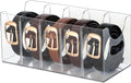 Belt Organizer - Clear Stackable Belt holder for Closet and Drawer Storage - 5 Compartments with Removable Dividers, Multi-Pu