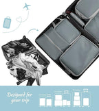 WOOMADA Compression Packing Cubes for Suitcases Travel Essentials 8 Set Expandable Travel Bags Organizer for Luggage(concrete