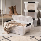 IRIS USA 13 QT Plastic Storage Box with Lid and Latches - 6 Pack - BPA-Free, Discreet Organizing Solution, Durable Nestable S