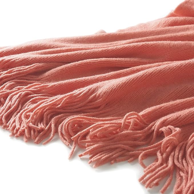 Homiest Decorative Knitted Throw Blanket with Fringe Soft & Cozy Tassel Blanket for Couch Sofa Bed (Orange,50x60)