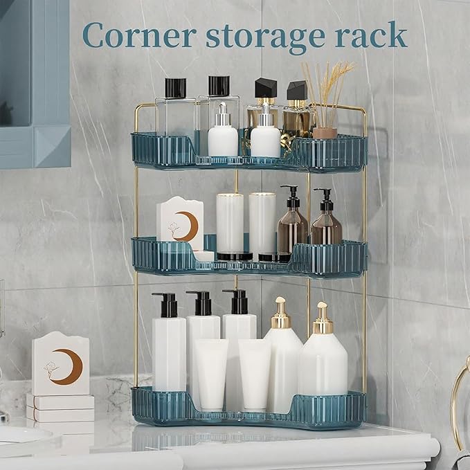 INVSSENE Corner Bathroom Countertop Organizer, Vanity Organizer Trays for Counter, Makeup Organizers, Perfume Tray, Skincare 