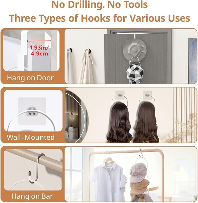 LINFIDITE 10 Pack Hat Rack Hanger Holder Organizer Closet Hanging Baseball Cap Display Storage Rack for Scarves Handbags Towe