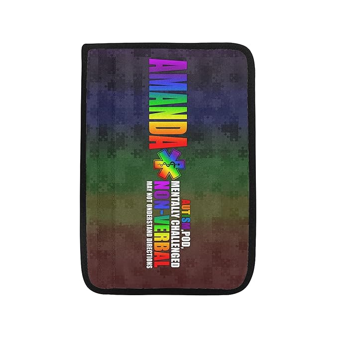 Autism POD Non Verbal Colorful Autism Awareness Seat Belt Cover for Kid Family Special Need Autistic Medical Alert Car Cushion Cover Support Autism Gift Personalized Name 40