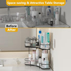 FOLLOWIN 2 Tier Bathroom Countertop Corner Organizer, Countertop Perfume Tray, Vanity Counter Shelf, Skincare Makeup Cosmetic