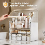 Makeup Organizer Countertop with Drawers & Lid, Skincare Organizer for Vanity, Large Cosmetic Organizer & Display Cases and S