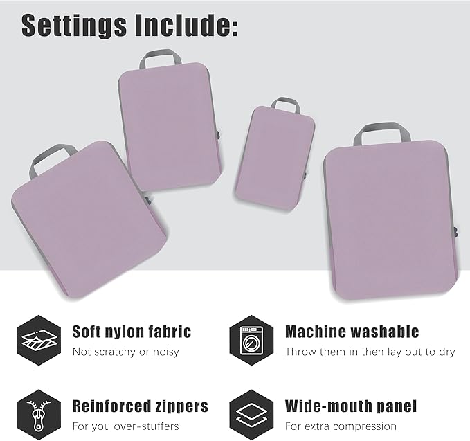PANDA JOYS 4 Set Compression Packing Cubes Travel - Travel Accessories Expandable Packing Organizers for Carry On - Essential
