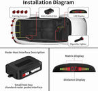 Wireless Parking Sensor, Reverse Radar System with 4 Car Backup Sensors, Wireless LED Distance Display with Sound Warning + 4 Flit Red Color Car Parking Sensor for Auto Vans RV Trailer