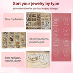 BOOVO Clear Lid Jewelry Box,3 Layers Jewelry Organizer Large Multi-Functional Jewelry Storage Box with 2 Drawers,Jewelry Disp