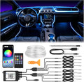 Interior Car LED Strip Lights 400 inches Fiber Optic tubing USB Powered RGB 8 in 1 Car Neon with Wireless APP and Remote Control, Ambient Lighting Kits 16 Million Colors,Sync to Music