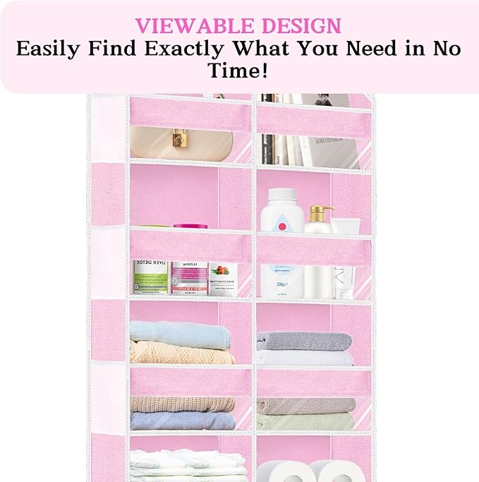 Over The Door Organizer 6 Tiers, Extra Large Behind Door Storage of 12 Compartments, 80 lbs Weight Capacity Hanging Storage O