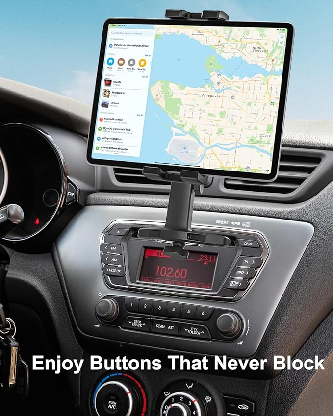 woleyi CD Slot Tablet Holder for Car - [Height Adjustable] Car Tablet Mount CD Player, Ultra Sturdy CD Tray Tablets Stand for iPad Pro, Air, Mini, iPhone, Galaxy Tabs, Z Fold, Fire HD, 4.7-13" Devices