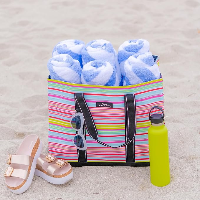 SCOUT Original Deano Tote Large - Durable Lightweight Open Top Beach, Pool & Lake Bag, Inside Zip Pocket, Folds Flat