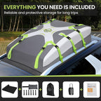 Sailnovo Car Roof Bag Rooftop Cargo Carrier 21 Cubic,Waterproof Cargo Roof Bag for Most Vehicles with/Without Roof Rack with Strap, Anti-Slip Mat,6 Door Hooks(Classic Gray-Green)