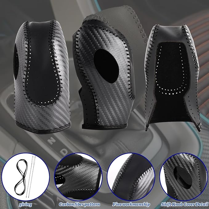 Car Gear Shift Cover Leather for Ford EcoSport Escape/Fiesta/Fusion/Focus/C-Max Energi Wagon/Transit Gear Shift Knob Cover Pr