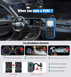 OBD2 Scanner with Upgrade Battery Tester - Diagnostic Tool for Cars that Check Engine Light & Emissions Readiness Read and
