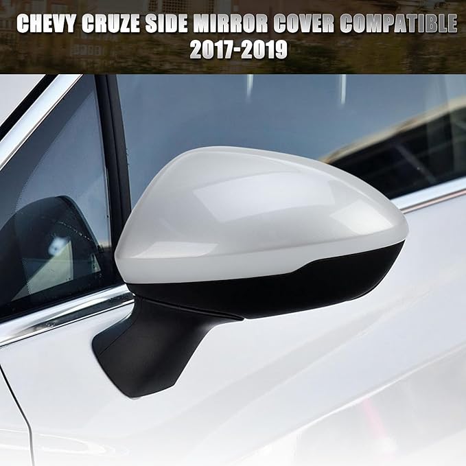 Left Driver Side Mirror Cover Caps Compatible with Chevrolet Chevy Cruze 2017 2018 2019 Replacement Rear view Mirrors Trim (Silver)