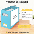 BALEINE File Organizer Box, Cardboard File Folder Organizer with Handle for Letter Size, Portable Collapsible Hanging Filing 