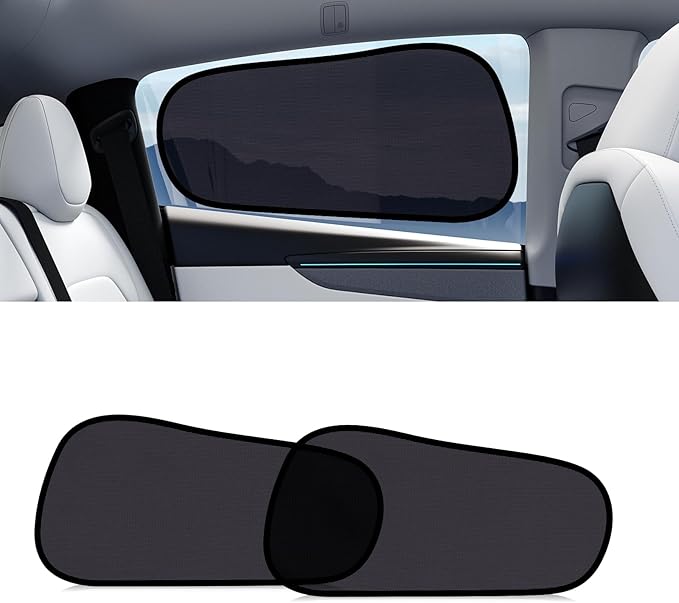 XCBYT Tesla Model Y Car Window Shades for Baby | 2 PCS Cling Rear Side Window Sun Shade for Sun Blocker, Heat Insulation | Semi-Transparent Car Privacy Window Covers for Road Trip
