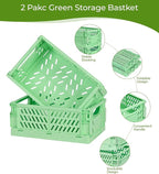 HUUSMOT 4-Pack Small Pastel Plastic Storage Baskets, Collapsible Crates for Organizing, Space-Saving Mini Bins for Classroom,