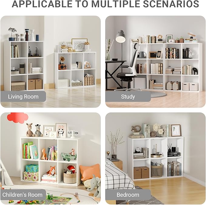 6 Cube Storage Organizer with Anti Tipping Kits, Horizontal Vertical Bookshelf Display Shelf with Closed Back Panel, Modern W