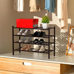 RONGJlA 4 Tier Bamboo Shoe Rack for Closet Free Standing Wood Shoe Shelf Storage Organizer for Entryway Small Space Stackable