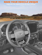 Savadicar Black Wood Grain Interior Accessories - Steering Wheel Trim Cover for Ford F150 (2021-present) - Premium Texture Interior Decor Upgrade Option, 1 PC