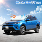 for Toyota RAV4 2019-2024 2025 2026 Sun Shade Sunshade Windshield Cover 4-Layers Front Window Shade for RAV-4 RAV 4 Custom Fit Sun Visor - 240T Retractable Shade Blocks UV Rays Car Accessories