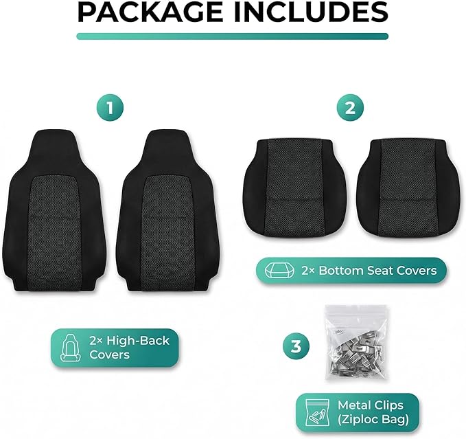 FH Group Car Seat Covers High Back Classic Cloth Front Pair Set with Gift, Easy to Install - Universal Fit for Cars, Trucks &