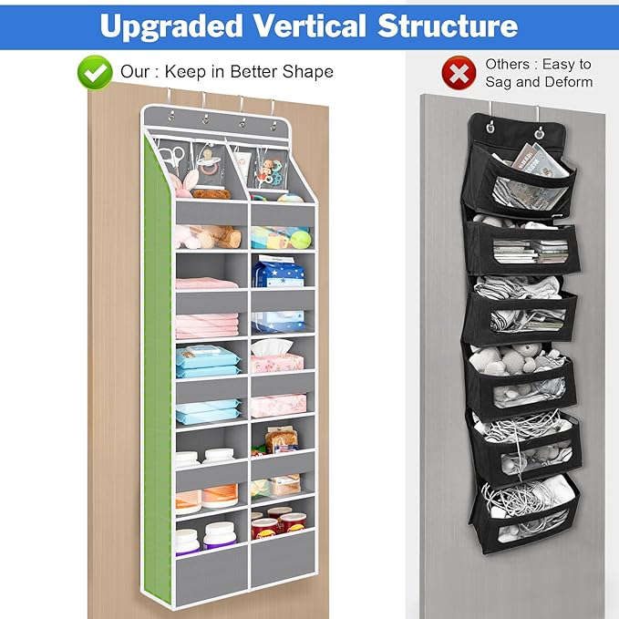 Univivi 6-Shelf Over Door Hanging Organizer Fabric Door Organizer with 10 Deep Pockets and 4 Small PVC Pockets Hanging Storag