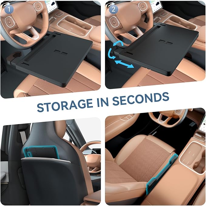 Extendable Steering Wheel Tray Desk for Laptop & Tablet, Adjustable Car Dining Table with Locking Clip Support, Portable Wheel Desk for Eating, Working, Travel
