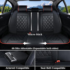 Coverado Car Seat Covers Full Set, Luxury Faux Leather Waterproof Seat Covers, Black Car Seat Covers, Universal Car Seat Prot