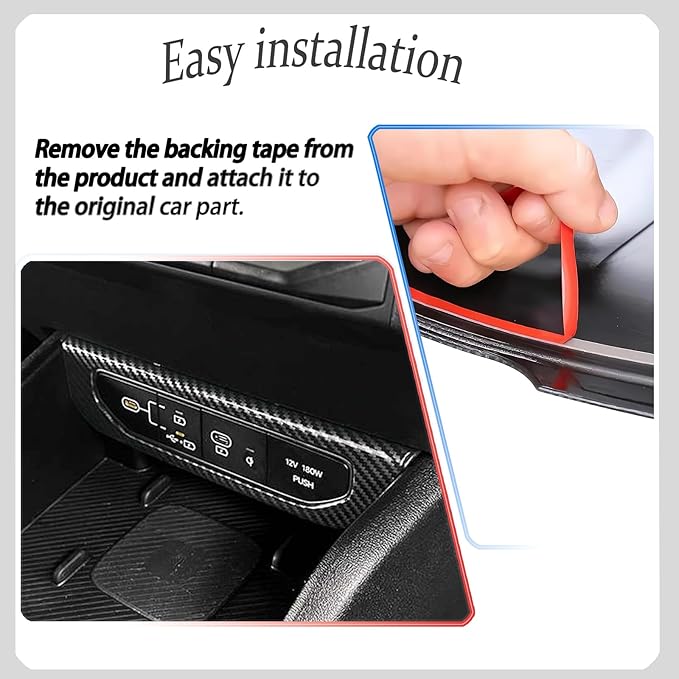 Center Console Switch Cover,for Kia K4 2024 2025 2026, Door Panel Cover,USB Panel Cover,Charging Port USB Hole Protective Cover - Carbon Fiber Protective Accessories