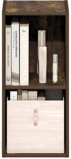 Furinno Fulda Book Shelf, 2-Tier Narrow Bookshelf, Bookcase with 10-in Width Storage Shelf, 9.3 x 9.8 x 21.2, for Living Room