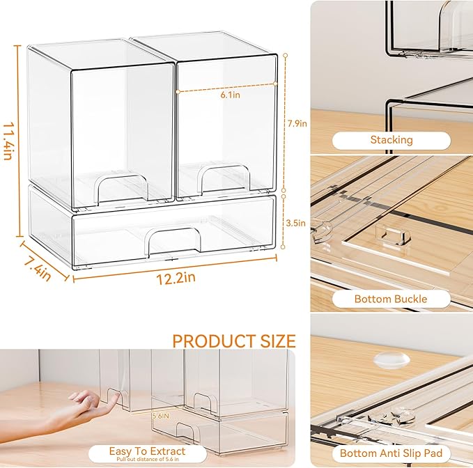 Yieach 3 Set Baby Bottle Organizer for Countertop,BPA Free Bottle Station Organizer for Breast Pump Parts,Pacifier and Baby A