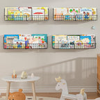 X-cosrack 24 Inch Wall Mounted Kids Bookshelf, Floating Metal Book Shelves for Kids Nursery Toddler Classroom, Hanging Book S